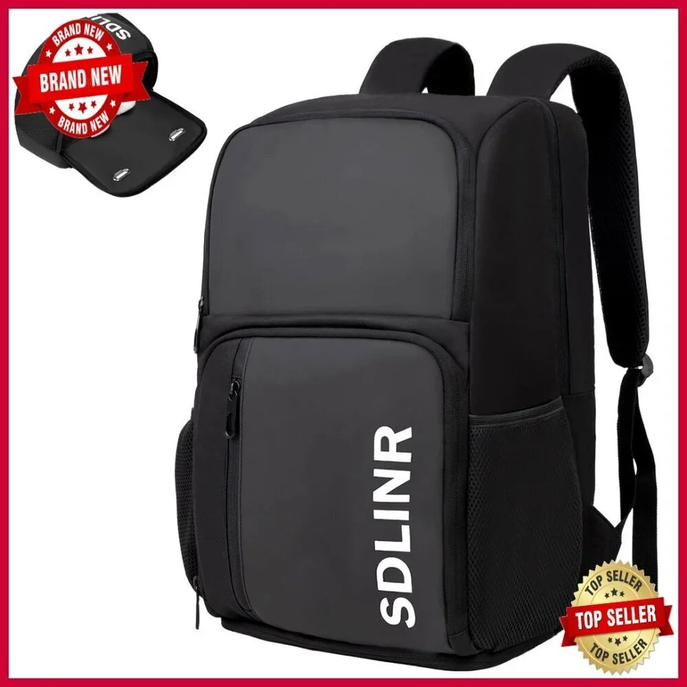 Large Pickleball Backpack Holds 4-10 Paddles with Shoe Compartment & Fence Hook
